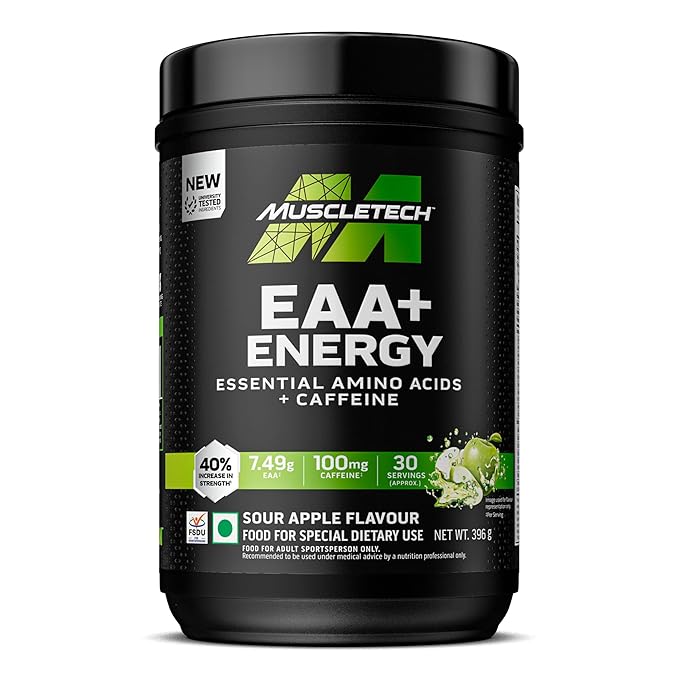MUSCLETECH™ EAA + Energy | ESSENTIAL AMINO ACIDS + 100mg CAFFEINE | REPLENISH ELECTROLYTES | ULTIMATE RECOVERY BACKED BY SCIENCE